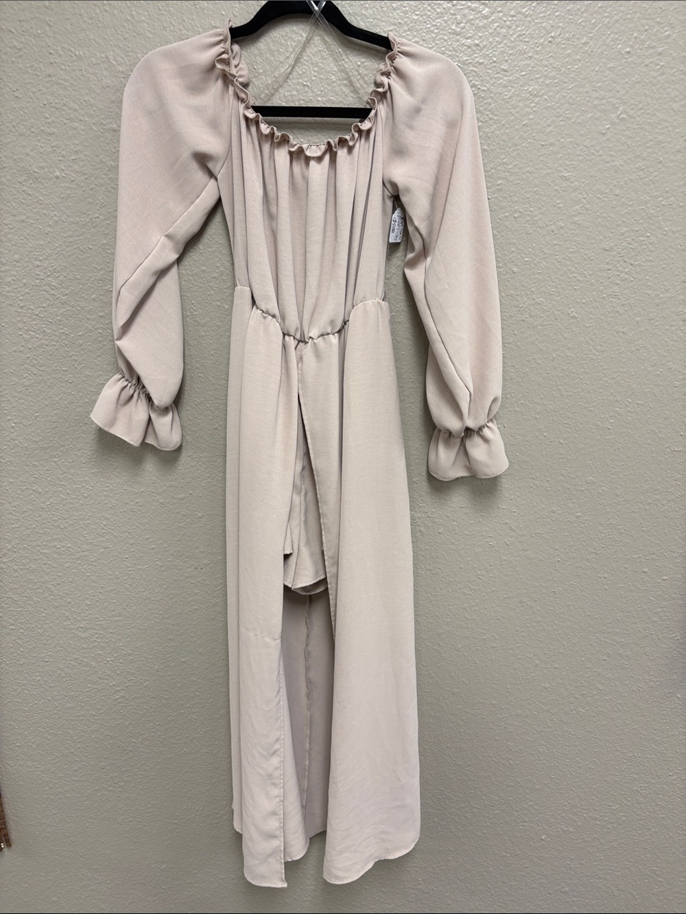 HYFVE Neutral Beige Long Sleeve Wrap Maxi Dress